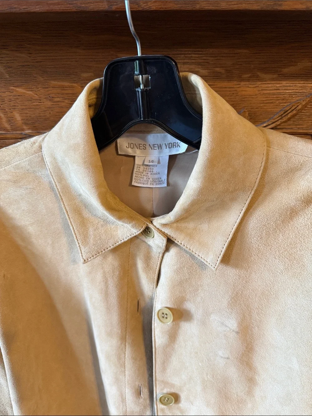 Jones New York Women’s Suede Shirt Jacket in Light Tan